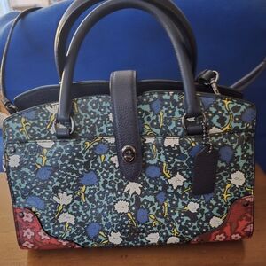 COACH MERCER 24 CROSSBODY BLUE YANKEE FLORAL PURSE